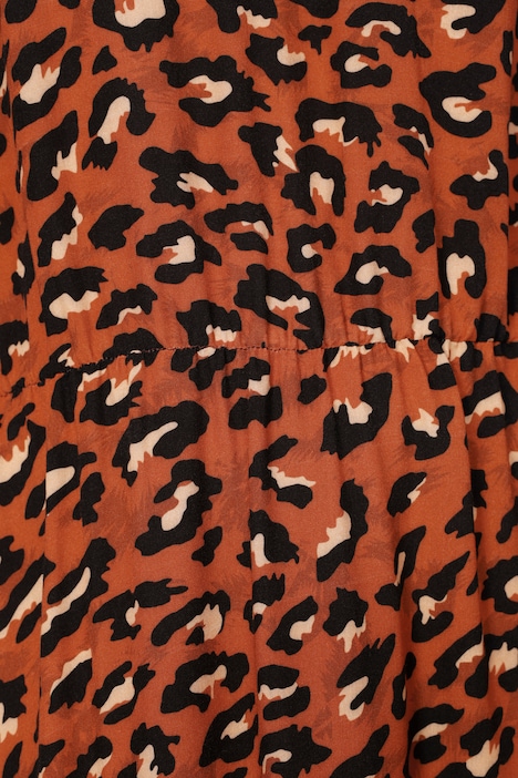 Maxikleid, Animalmuster, Tunika-Ausschnitt, 3/4-Ärmel