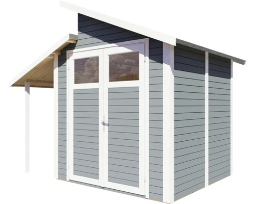 Tuinhuis Konsta Studio Set 2 met vloer en aangebouwde kast 328 x 240 cm lichtgrijs
