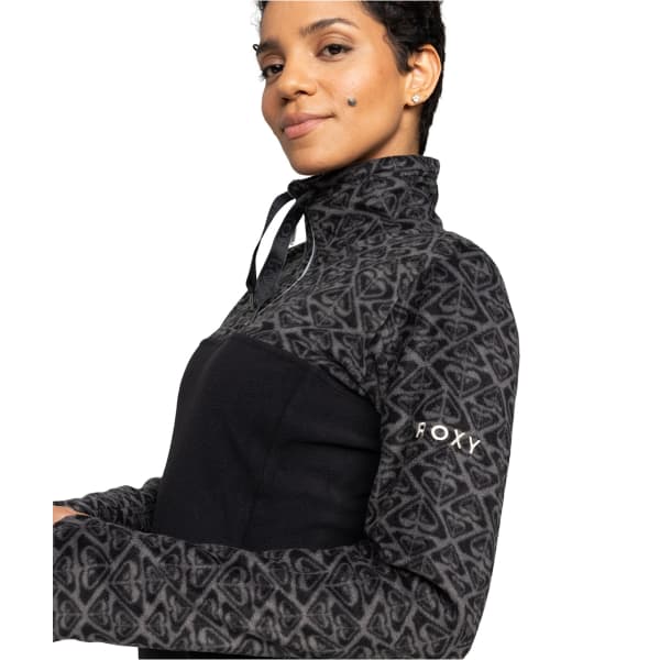 Sweat polaire ROXY SAYNA HALF ZIP TRUE BLACK ROXYGRAM TONAL