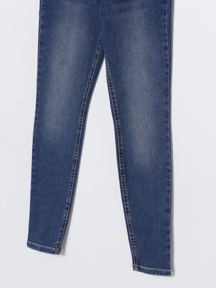 Calça jeans skinny de cintura alta - Azul índigo escuro