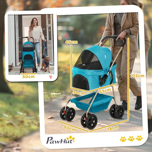 Hundevogn 3 i 1 hundevogn sammenleggbar hundeboks, sammenleggbar transportpose med drikkeholder, hundevogn, kattevogn med 360° hjul kattevogn for mini
