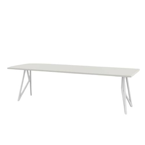 Studio HENK tafel Butterfly Rechthoekig - wit frame, HPL Fenix bianco kos 300 x 90 | HPL Fenix Bianco Kos | Rechte Rand | Frame Wit