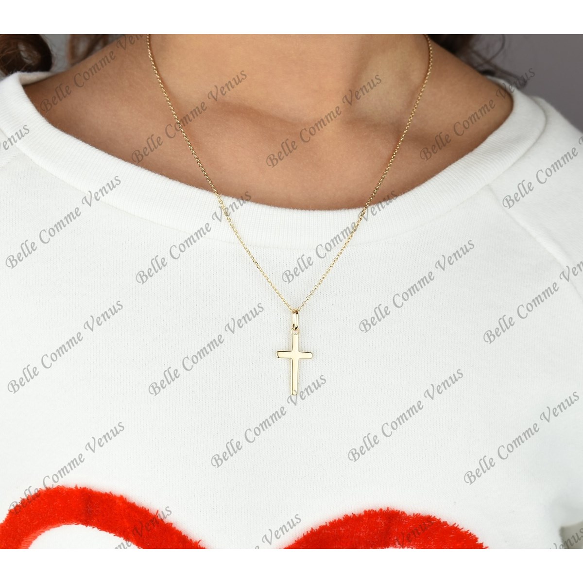 Collier pendentif croix Plaqué OR 750 3 microns