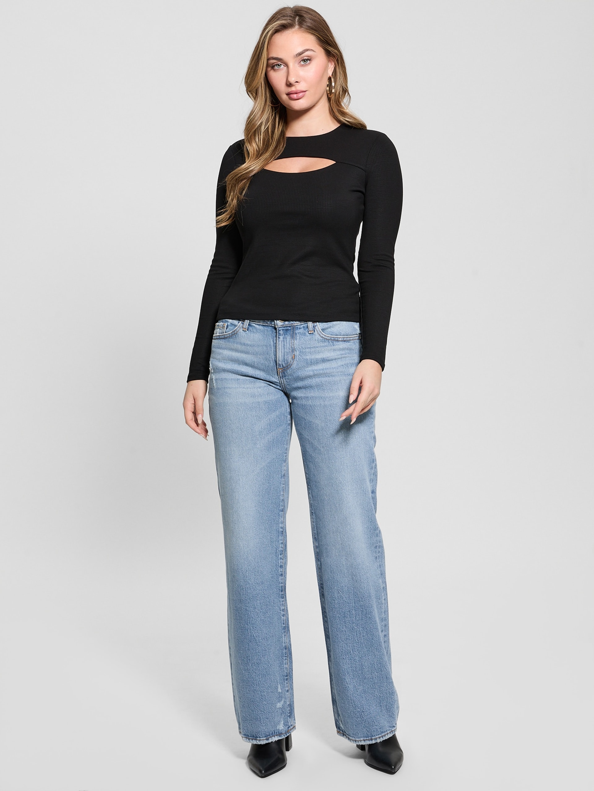 Calça jeans folgada de cintura baixa ecológica