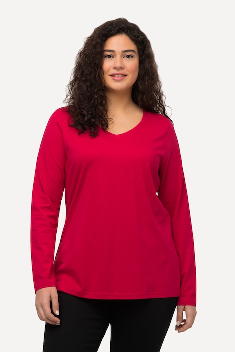 Shirt, Slim, V-Ausschnitt, Langarm