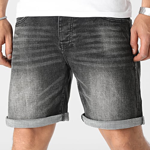 Lot De 2 Shorts Jean Noir Gris Anthracite