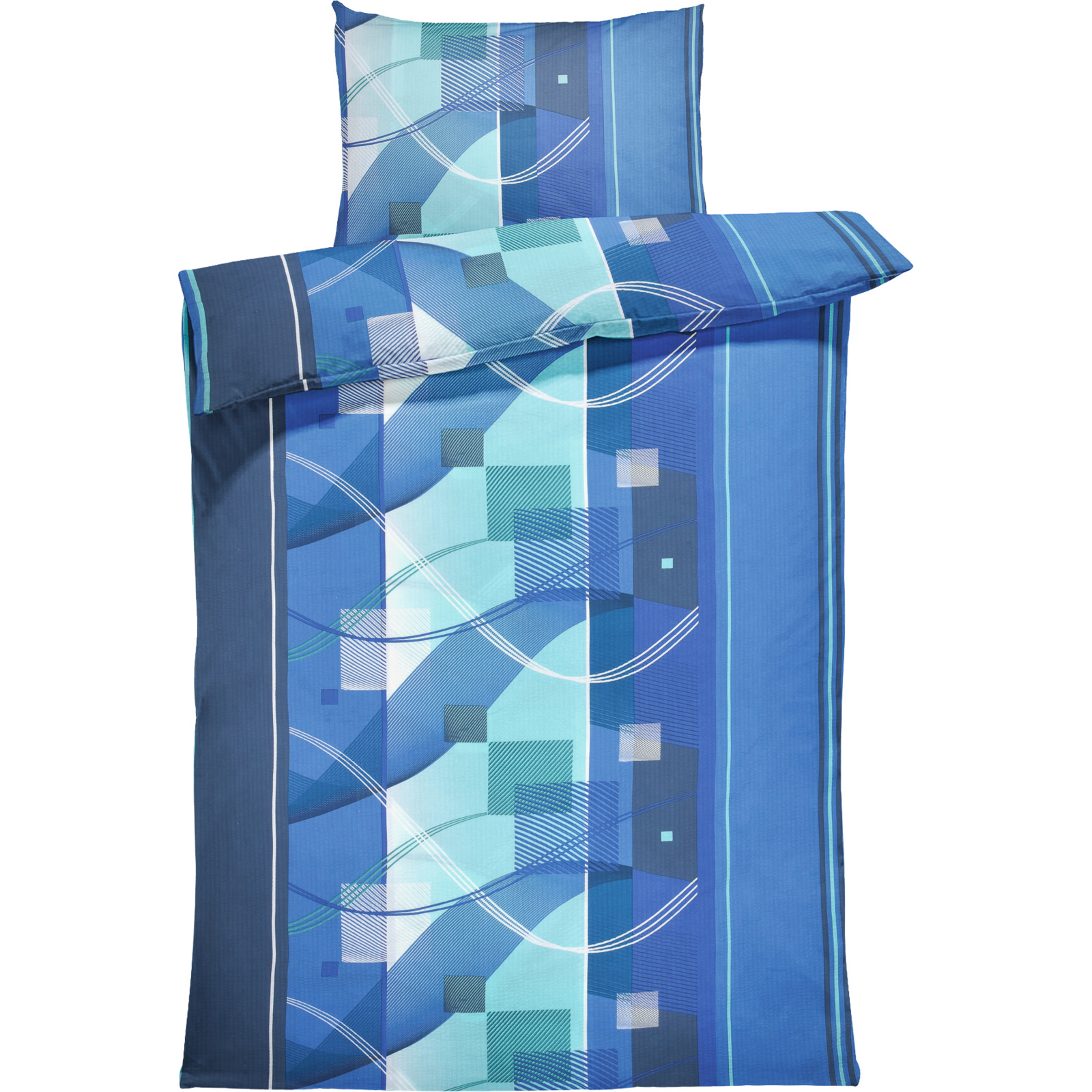 Bettwäsche Seersucker Geometrie blau 50x70 Kissenbezug