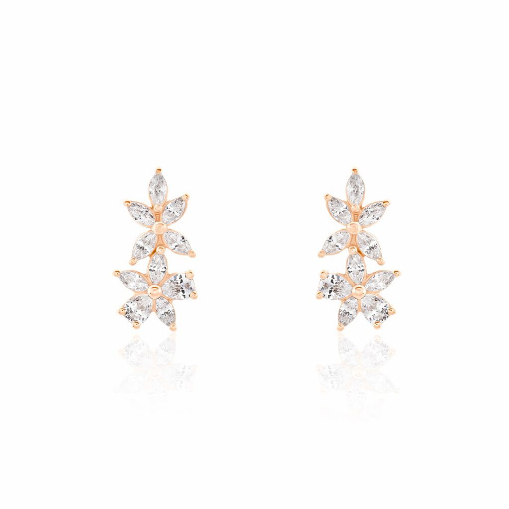 Boucles D'oreilles Puces Oralie Argent Rose Oxyde De Zirconium