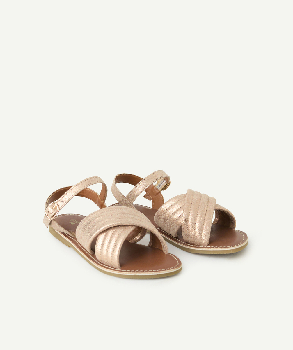 sandales fille couleur rose doré avec lanières