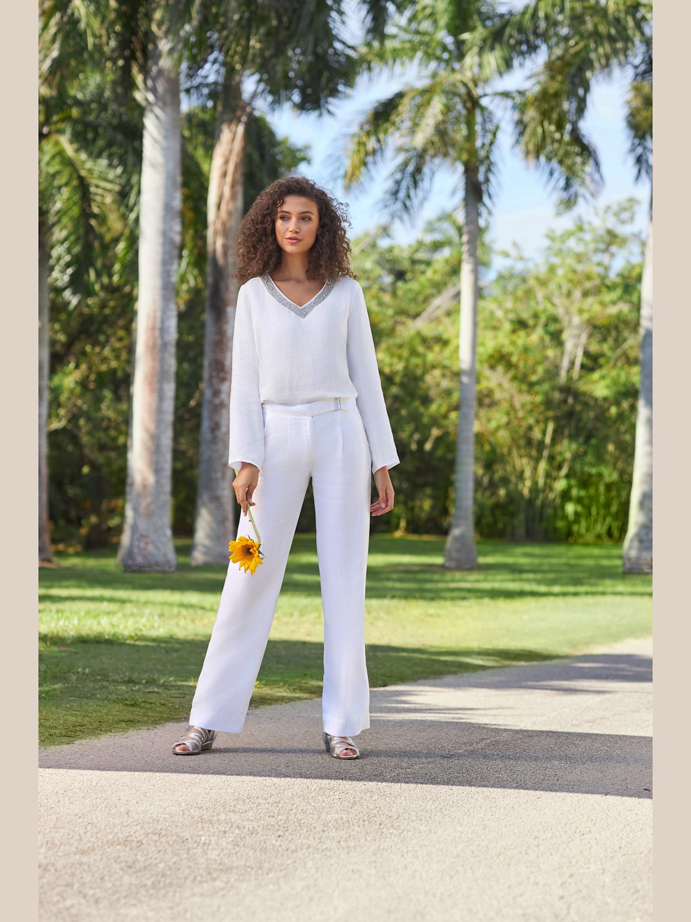 Pantalon en lin jambes larges