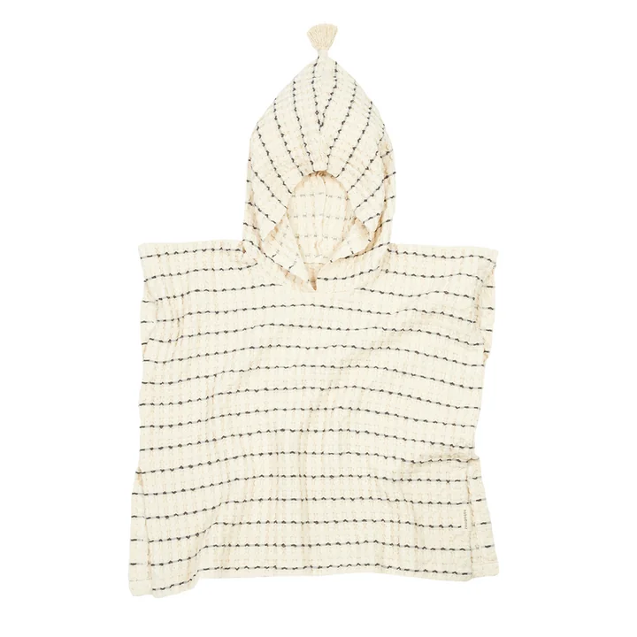 Nobodinoz - Portofino Poncho 1-3 Jahre, black stripes large waffle