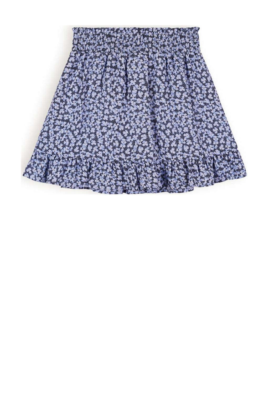 NoBell’ gebloemde rok Ninez donkerblauw/lichtblauw