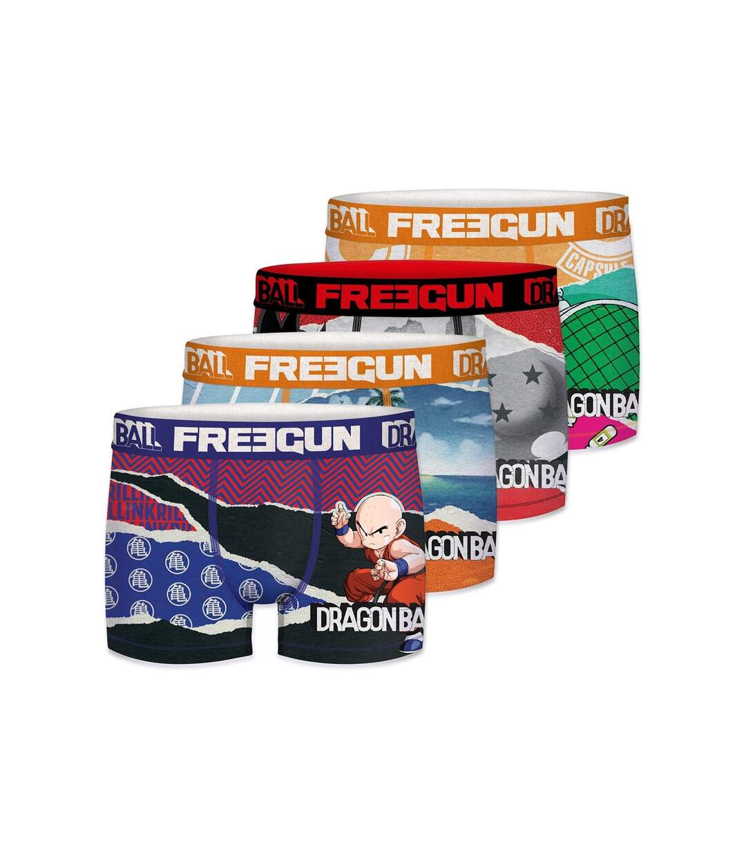 Boxer Homme Dragon Ball, Calecon Homme Stretch & Respirant (Lot de 4)