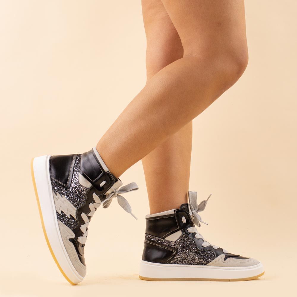Nemonic 2401 sneakers zwart - beige