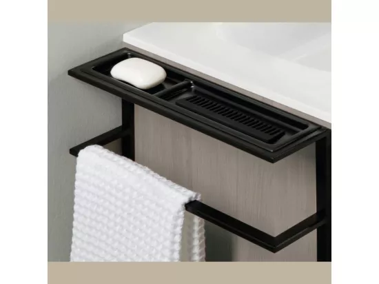 Meuble salle de bain double vasque en bois et métal KEIKO largeur 120 cm gris sablé