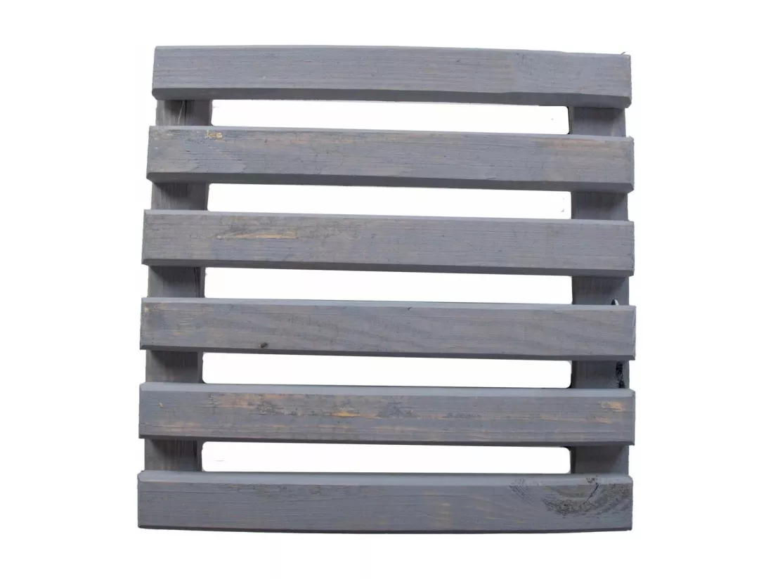 Support à roulettes en bois pour plantes d'intérieur Carré - Gris