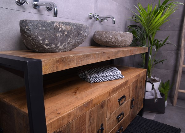 MD Interior Woodz 135cm badkamermeubel mangohout zonder waskommen