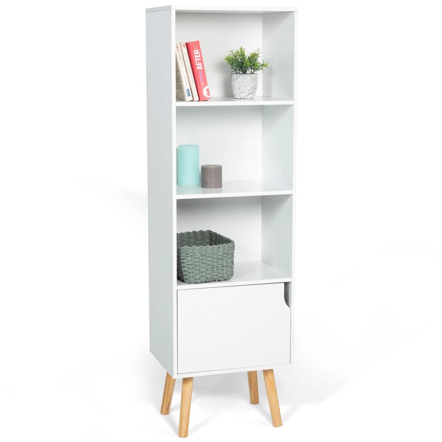 Bibliothèque étagère EMMIE scandinave blanc