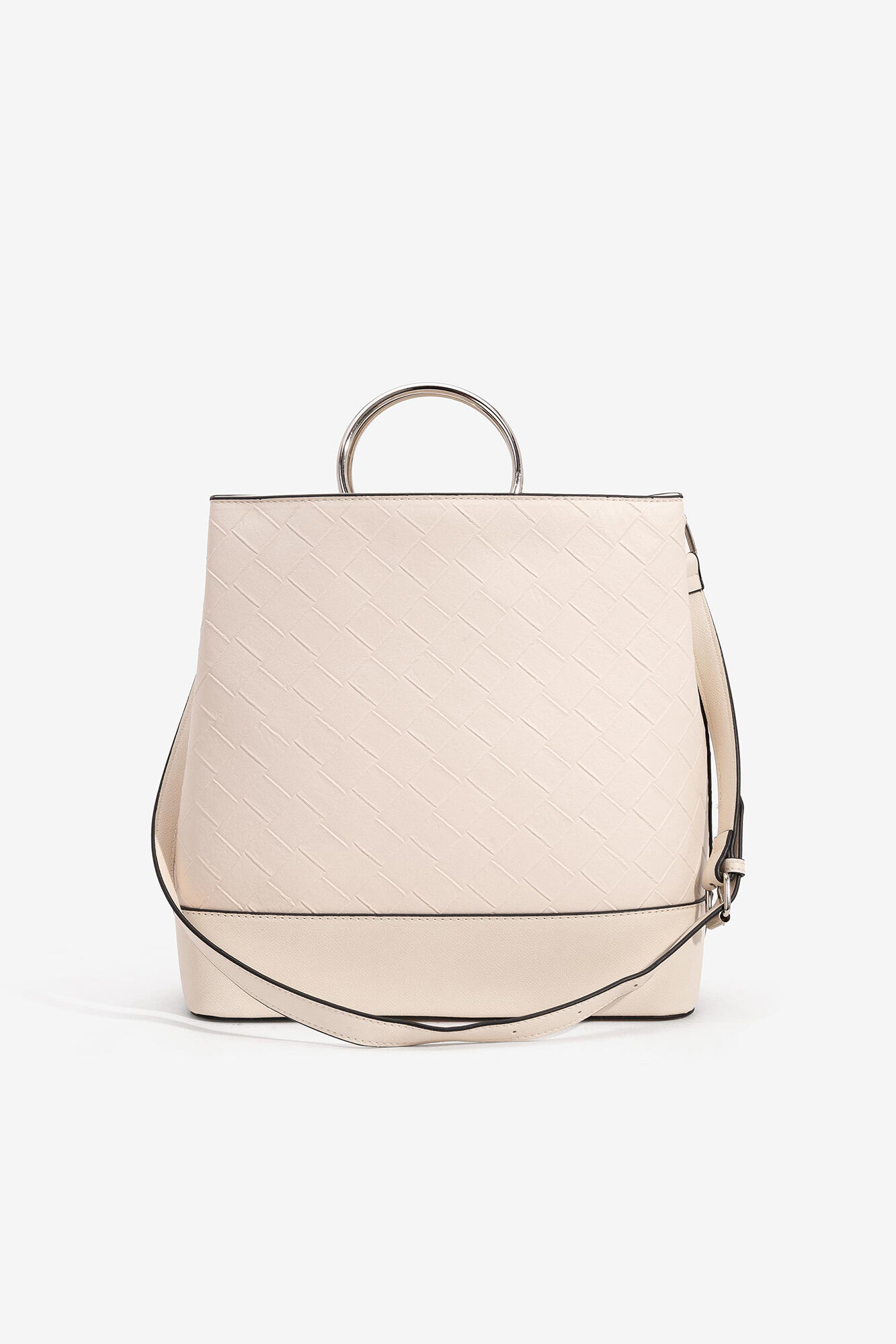 Bolsa texturizada com alças de metal - Branca