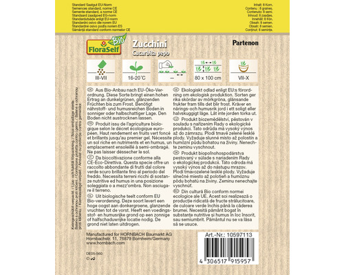 Biologische Courgette 'Partenon' FloraSelf Biologische F1 Hybride Groentezaden