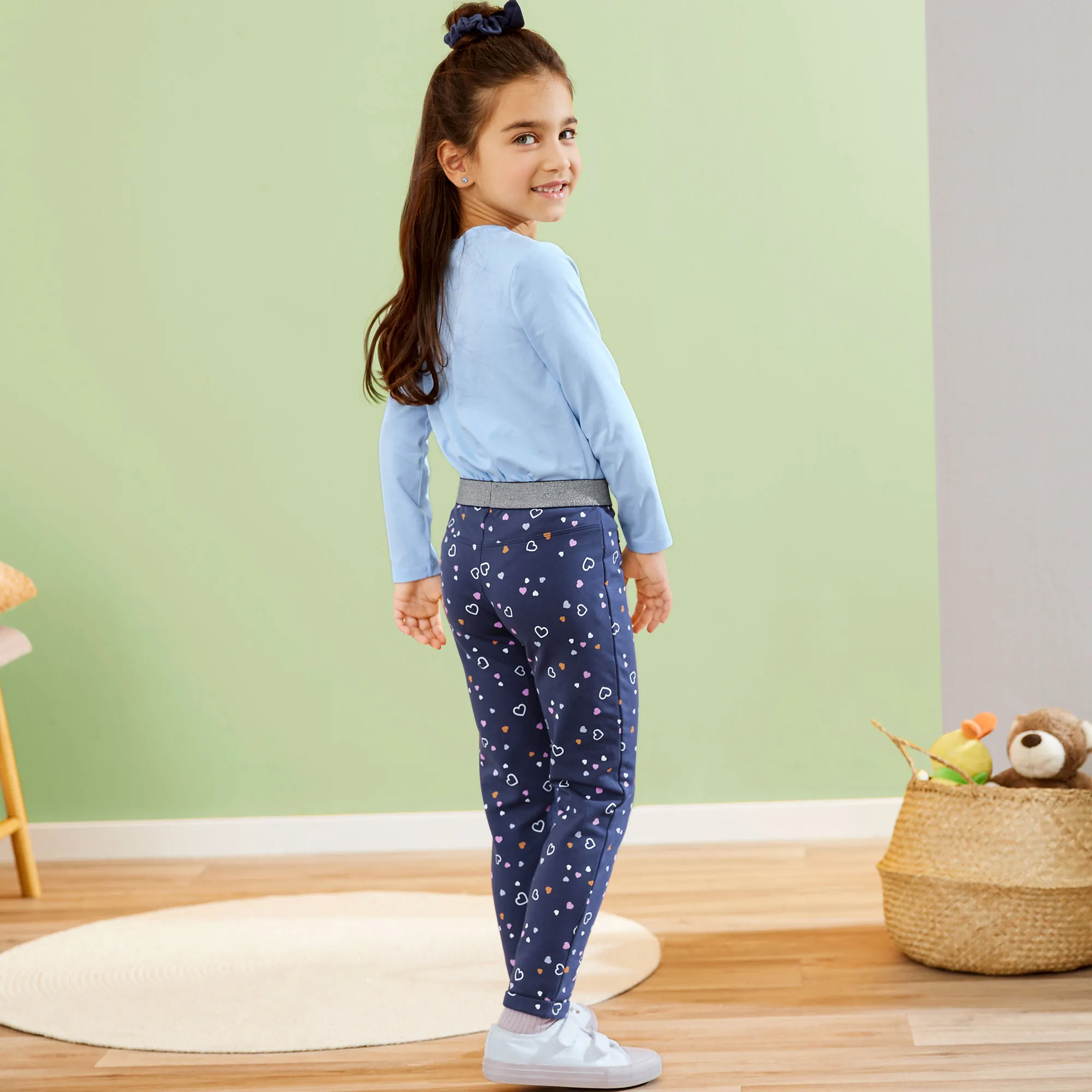Mädchen-Sweat-Leggings mit Glitzer-Bund