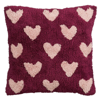 Sierkussen hart donker roze - l45xb45xh10cm