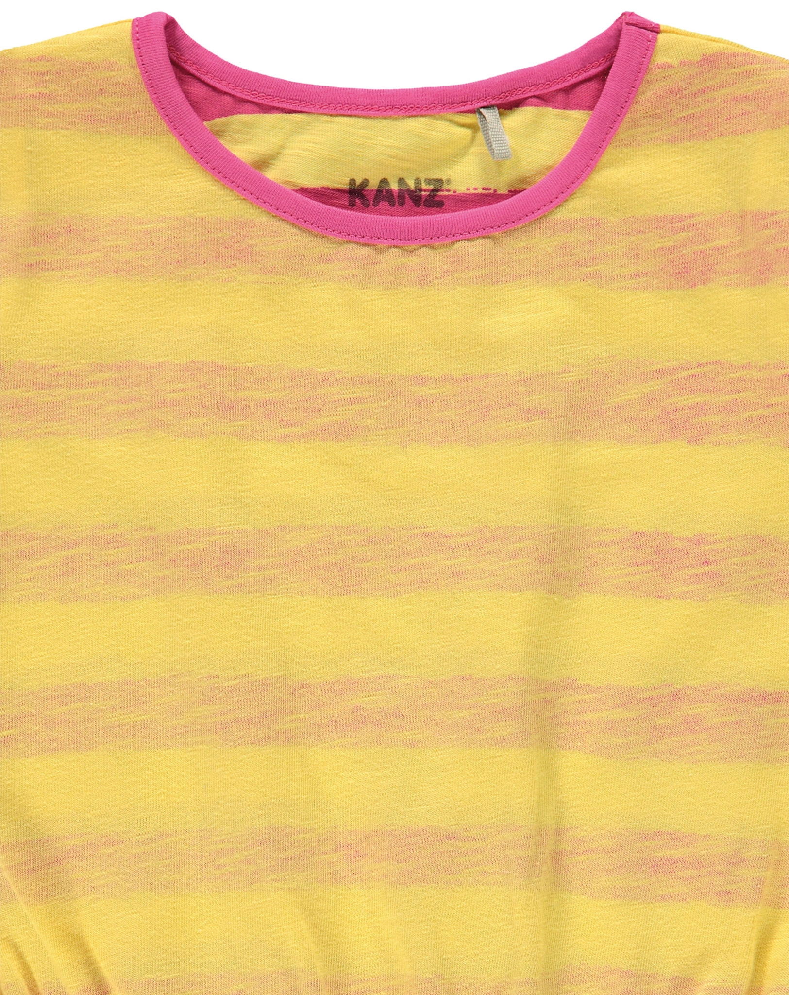 Kurzarm-Kleid LOVE & HAPPINESS gestreift in gelb/pink