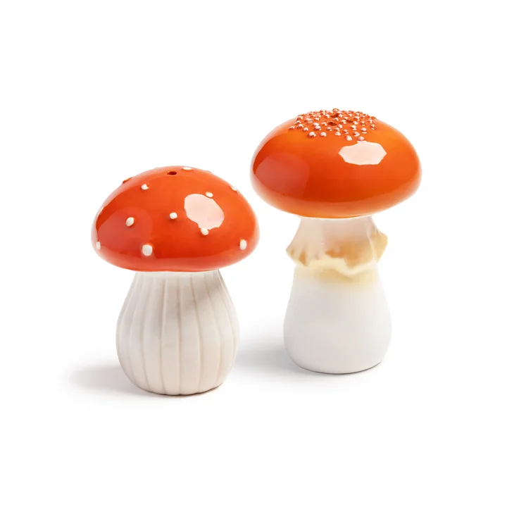 &klevering - Salz- und Pfefferstreuer, Mushroom, rot / weiss