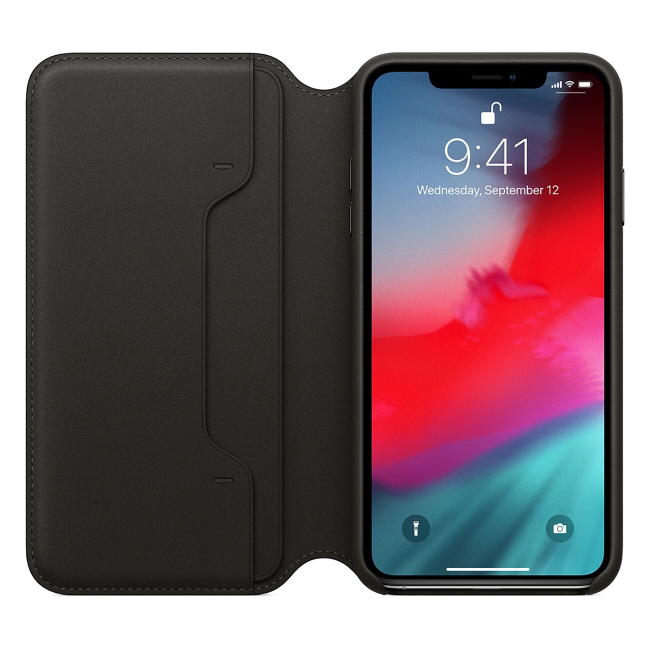 Apple Leder Folio Case für iPhone XS Max MRX22ZM/A schwarz Handyhülle