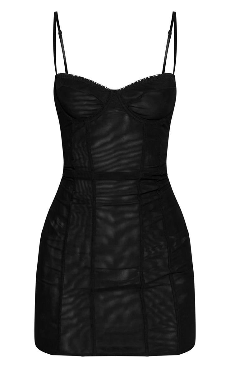 Noir Robe Mini Corset En Mesh
