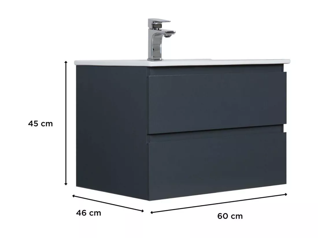 Meuble simple vasque gris anthracite 60cm + vasque
