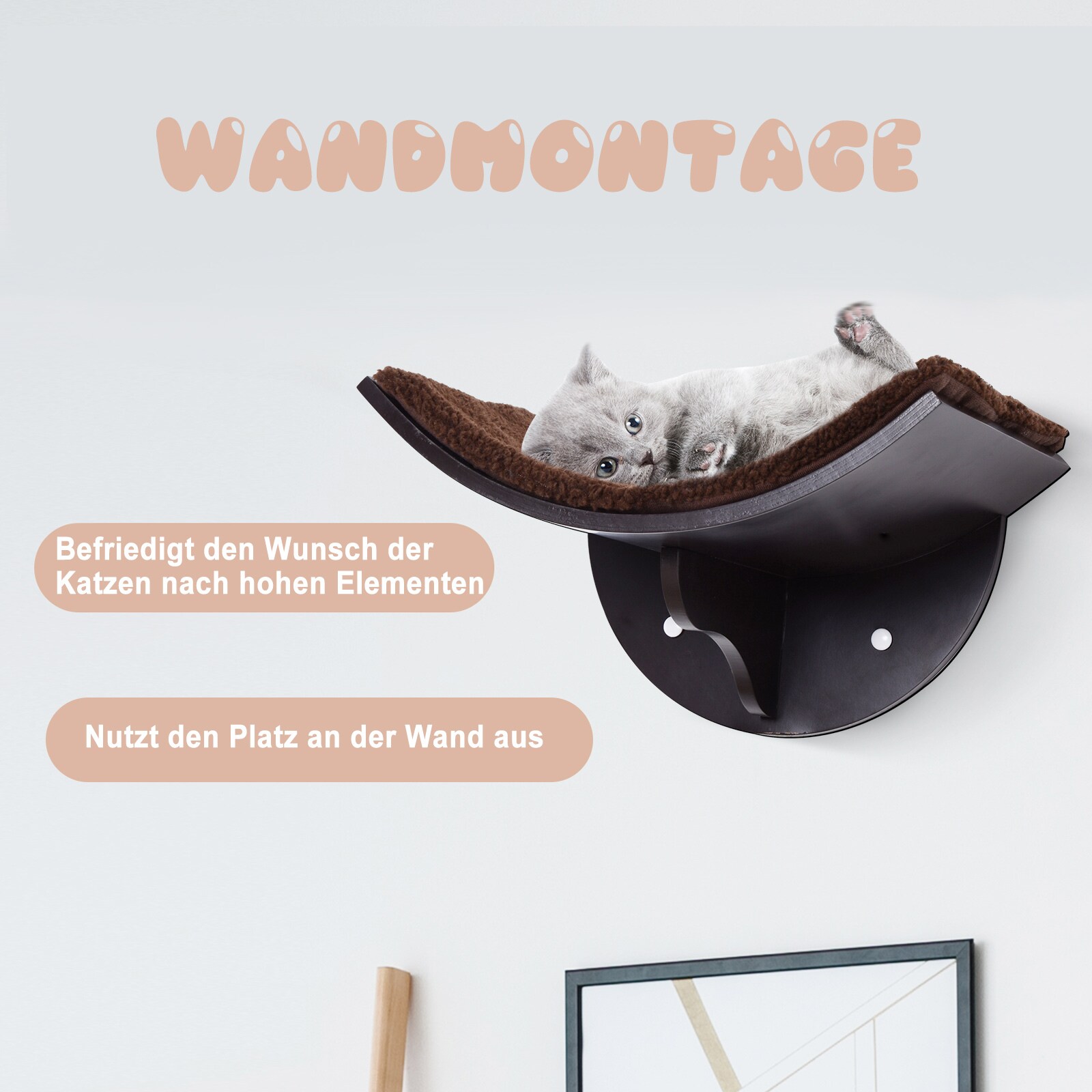 PawHut Katzenbett für Wandmontage 41L x 28B x 21H cm