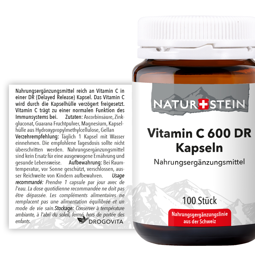 NATURSTEIN Vitamin C 600 DR Kaps Glasfl 100 Stk
