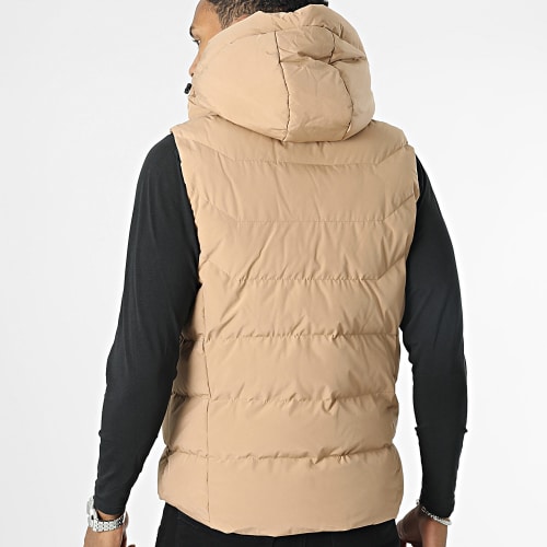Doudoune Capuche Sans Manches Beige