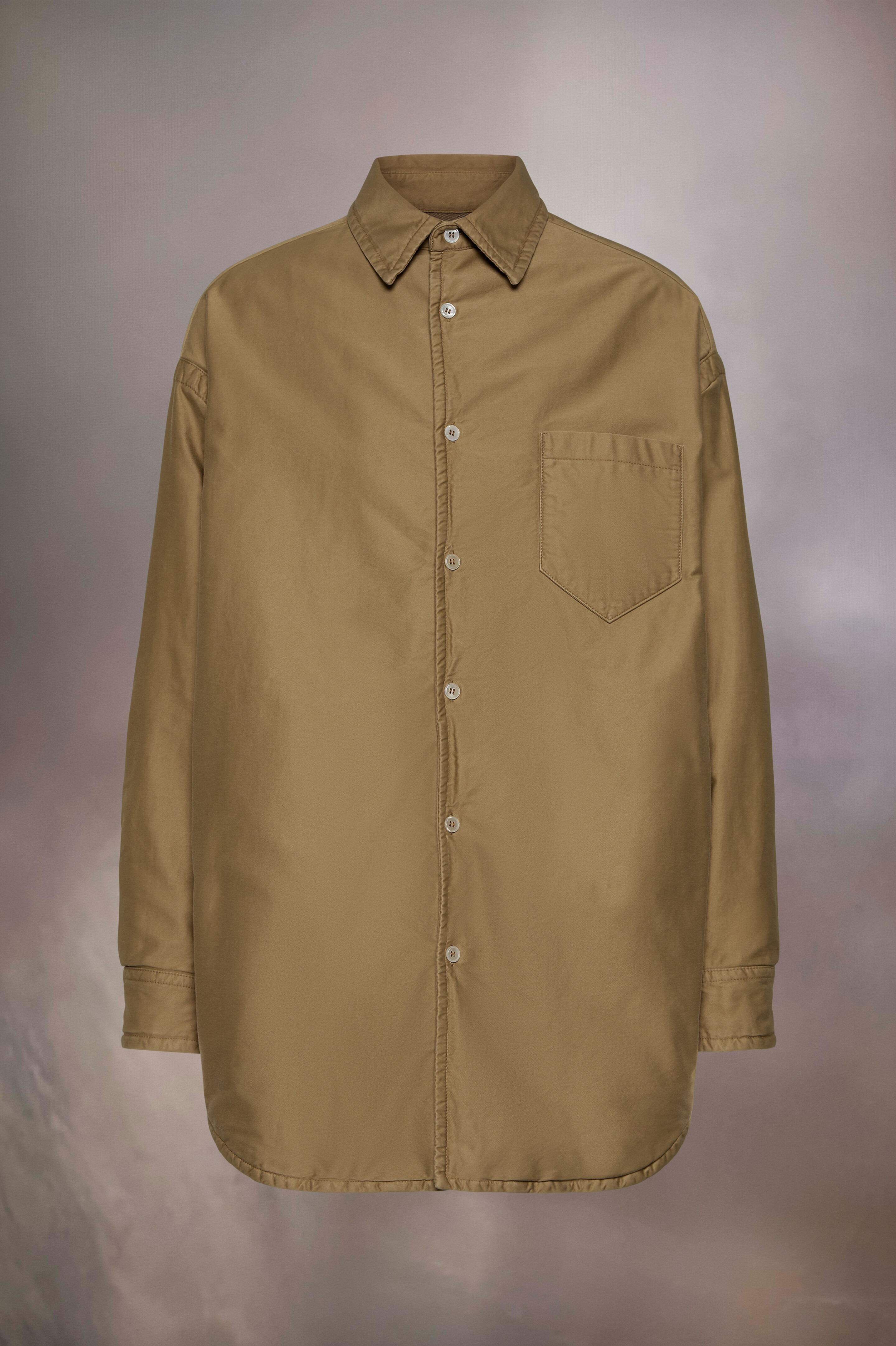 Chemise rembourrée en satin de coton Camel