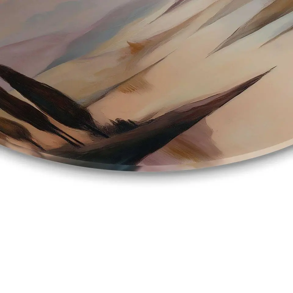 Glasschilderij Landschap II - Ø 70cm - Bruin