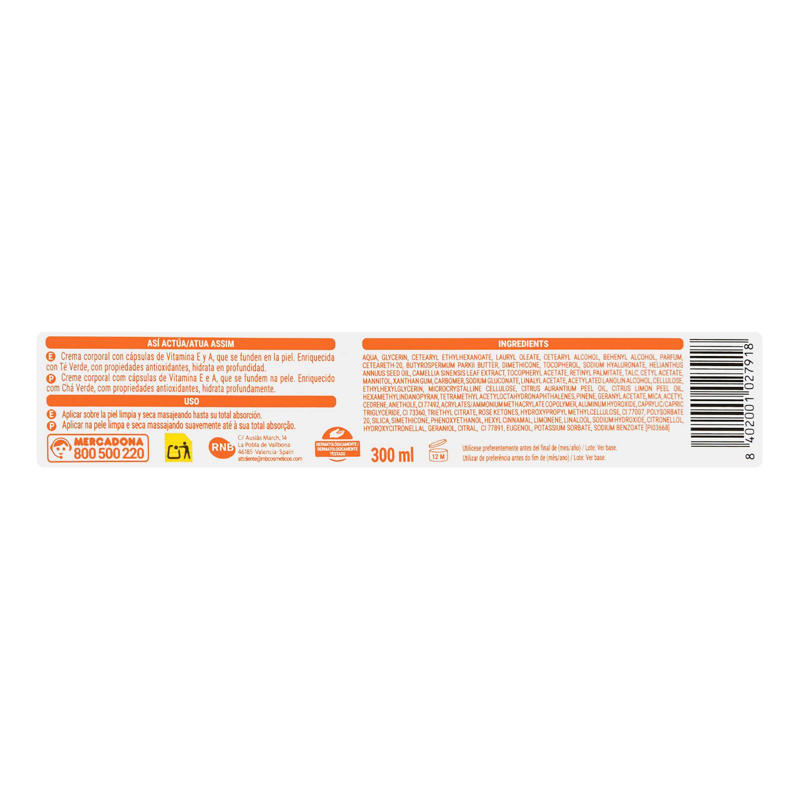 Crème pour le corps Vit Spheres. E&A Deliplus