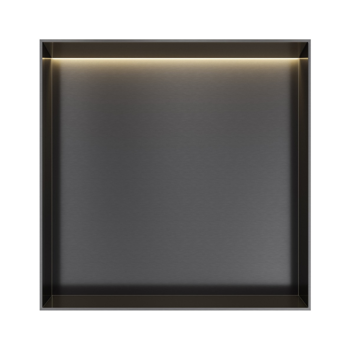 Hotbath &More frameless inbouwnis met verlichting 30x30x10cm geborsteld zwart PVD
