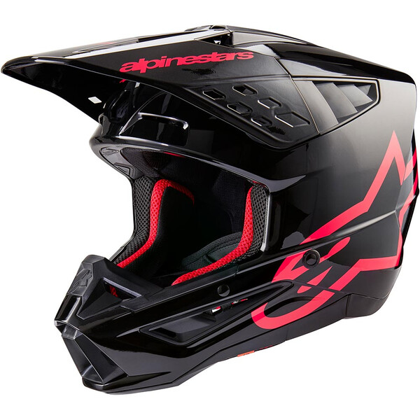 Alpinestars - Casque S-M5 Corp Noir / Rose fluo / Brillant