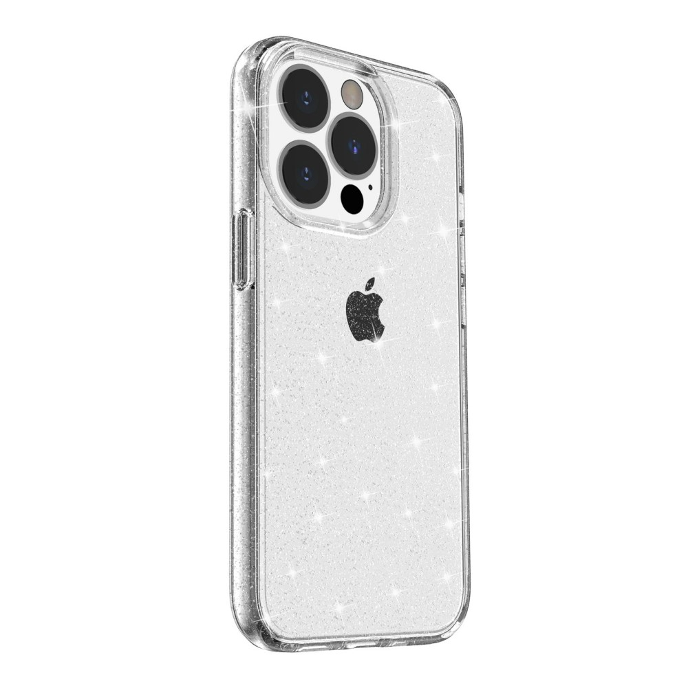 iPhone 13 Pro Hybrid Hardcase Schutzhülle im Glitzer Design - Silber / Transparent