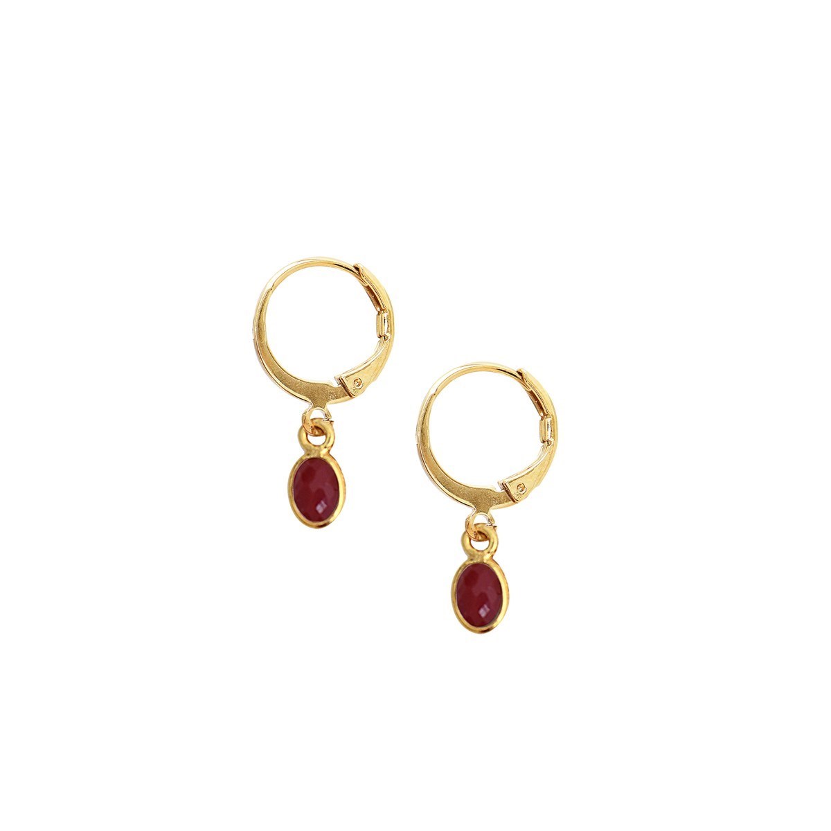 Boucles pierre grenat dorées à l'or fin 24k GAÏA