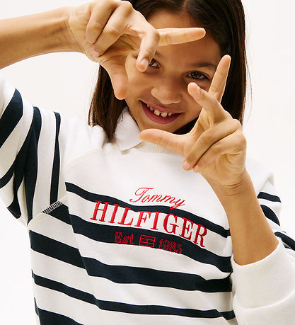 Tommy Hilfiger Sweatshirt - Schriftzug - Dark Nacht Navy Stripe
