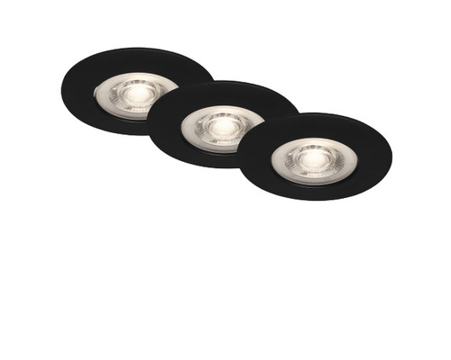 LED inbouwspots set IP44 3-delig dimbaar 3x5W 3x460 lm 3000K zwart Ø 9/6,8 cm 230V