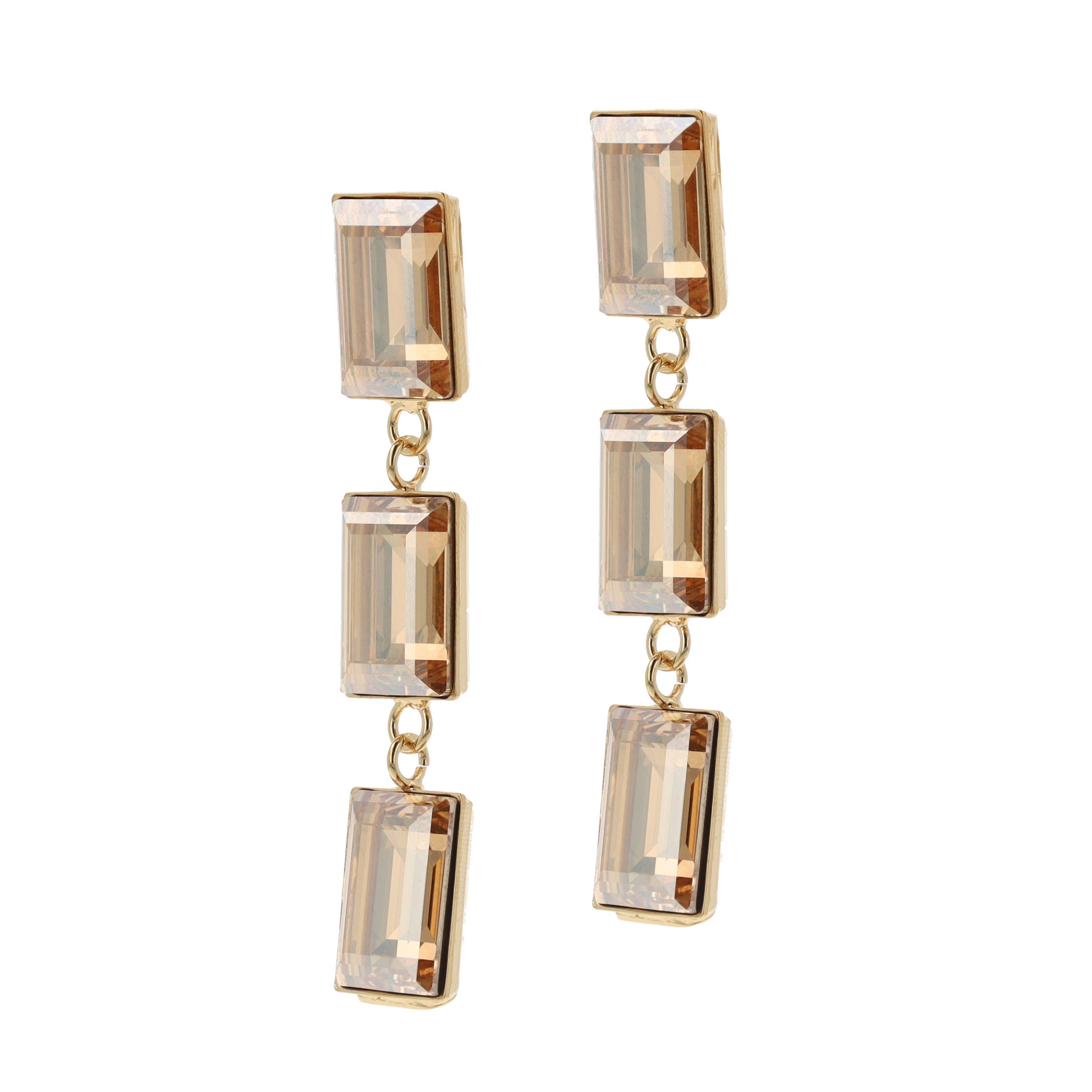 Otazu gold plated oorbellen met Swarovski Kristallen Triple Mystic goudkleurig
