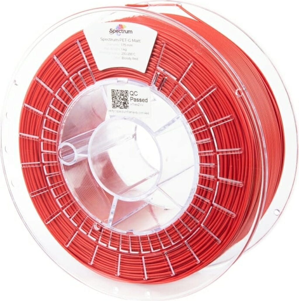 Spectrum  PET-G Matt Bloody Red, 1,75 mm / 1000 g    Modifiziertes PET-G mit matter Oberfläche