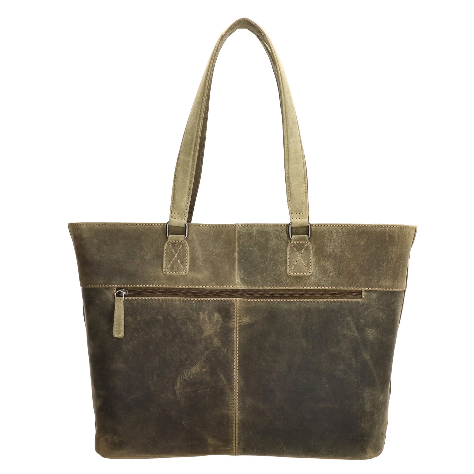 Hide & Stitches Idaho Laptoptas 15,6 inch Olijfgroen