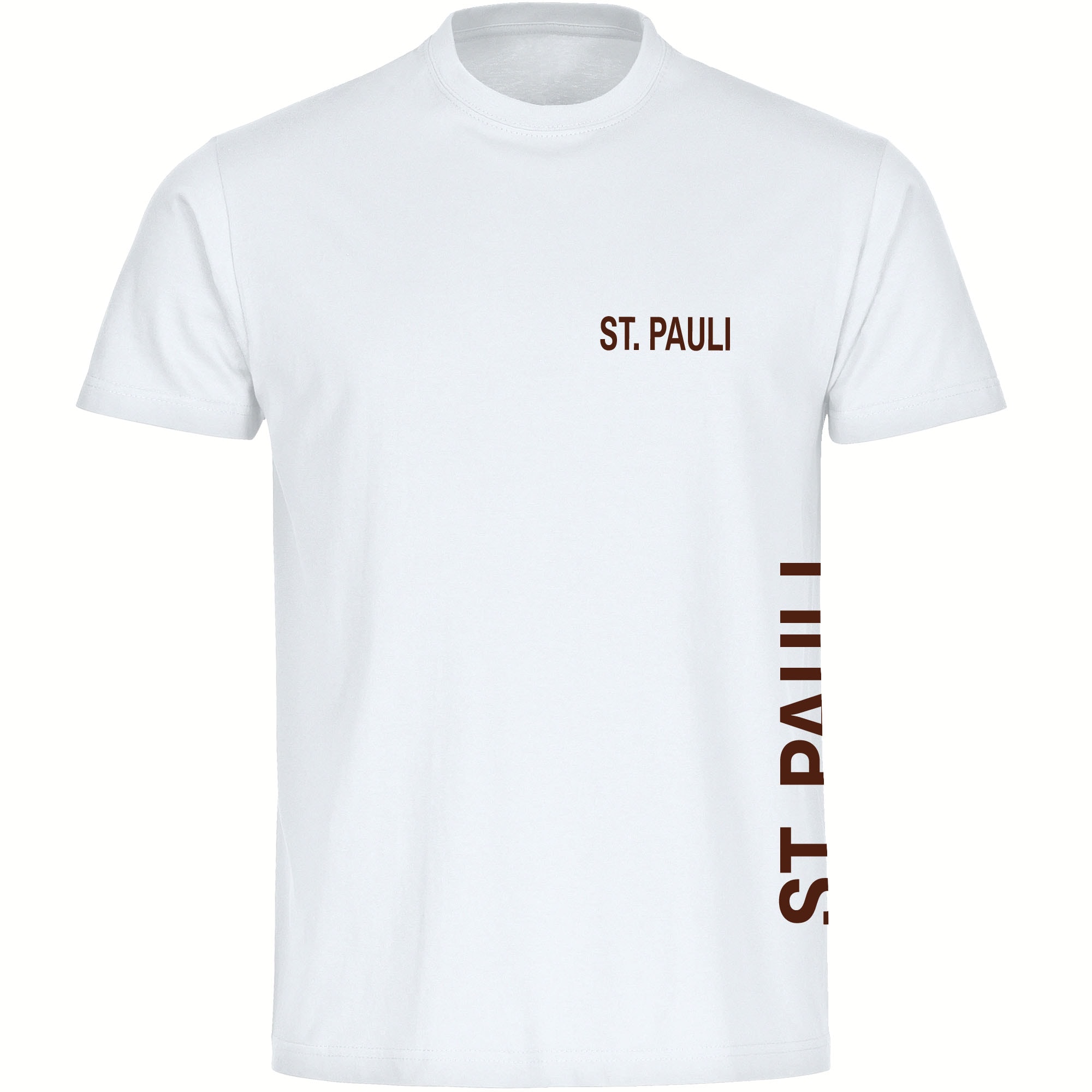multifanshop® Herren T-Shirt - St. Pauli - Brust & Seite - Druck braun
