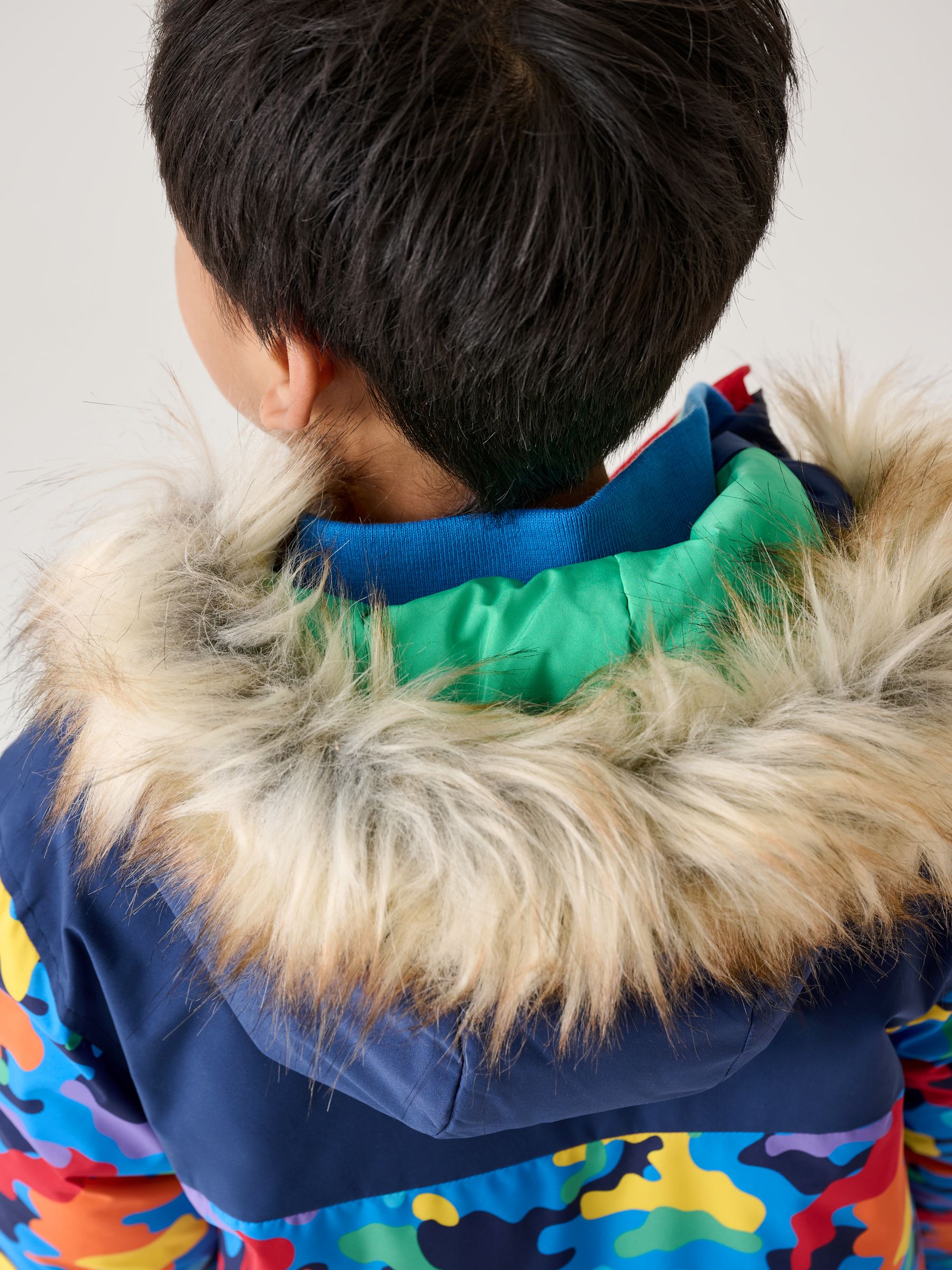 Little Bird by Jools Oliver Regenbestendig gewatteerde jas met camouflageprint en capuchon van imitatiebont