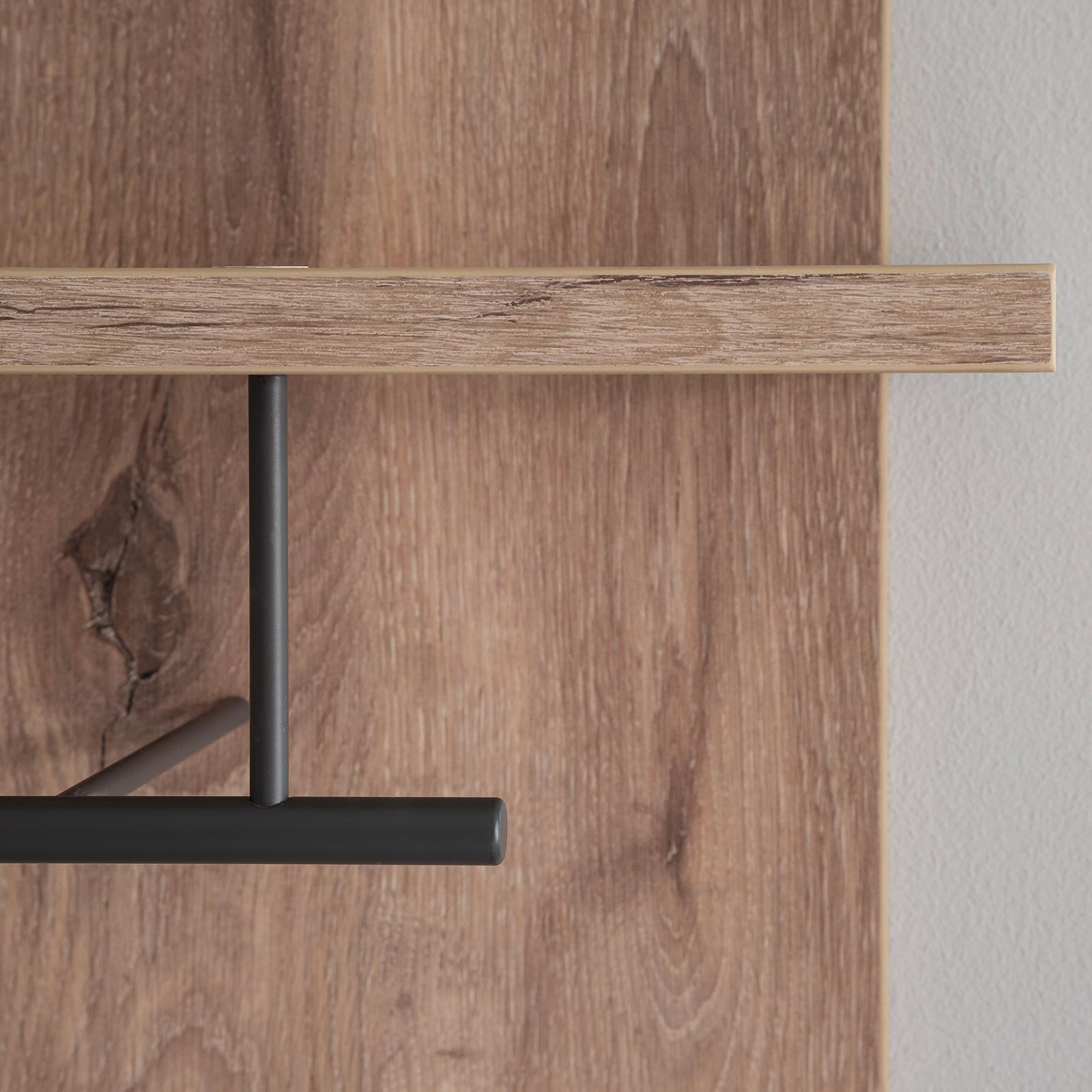 Garderobenpaneel - Viking Oak - mit Kleiderstange - 4 Haken
