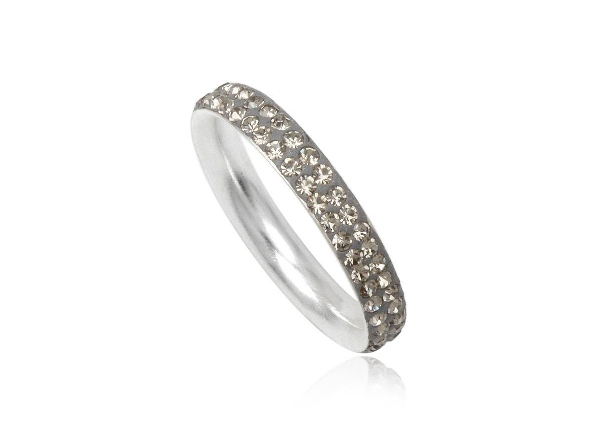 Bague anneau en argent strass gris